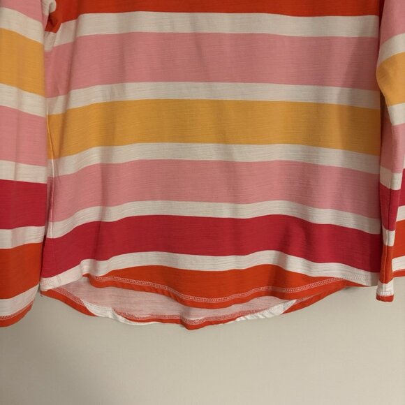 T By Talbots M Zippy Stripe UPF 50+ Long Sleeve Cozy Crush Pullover Sweatshirt - Picture 3 of 9